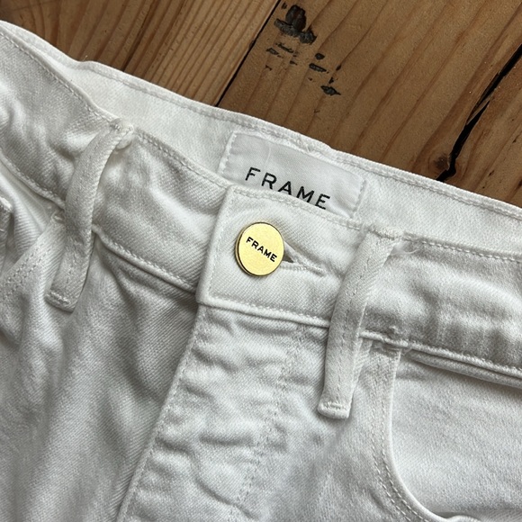 White Jeans (Frame Denim, Le Sylvie Kick Boot Jean, Size 27) - Picture 1 of 5